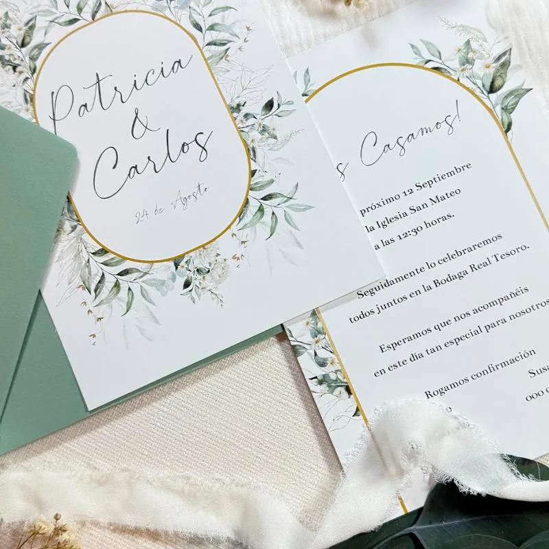 Invitación de boda elegante, contenido de portada e interior