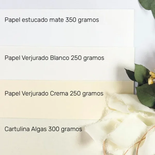 Diferentes tipos de papel para invitación