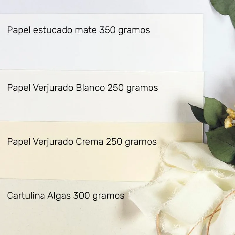 Diferentes tipos de papel para invitación