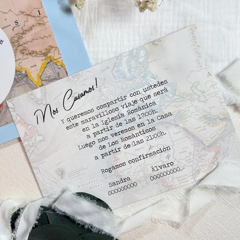 Invitación de boda mapamundi - Imagen 2