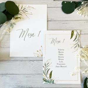 Organizador de mesa flor verde con toques dorados