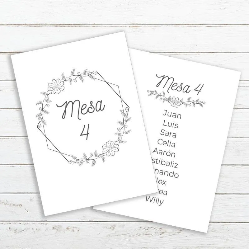 Organizador de flores minimalistas con un circulo de flores minimalistas blanco y negro