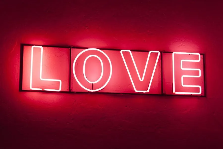 letras luminosas con la palabra Love en neón rojo